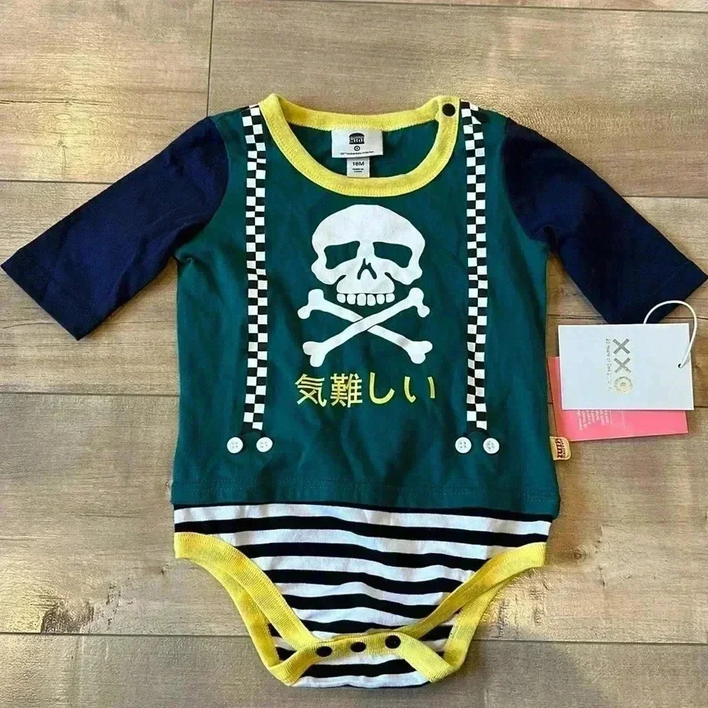 4/$25 NWT Harajuku Mini Infant Boys Skull Graphic One Piece Bodysuit Target 18M